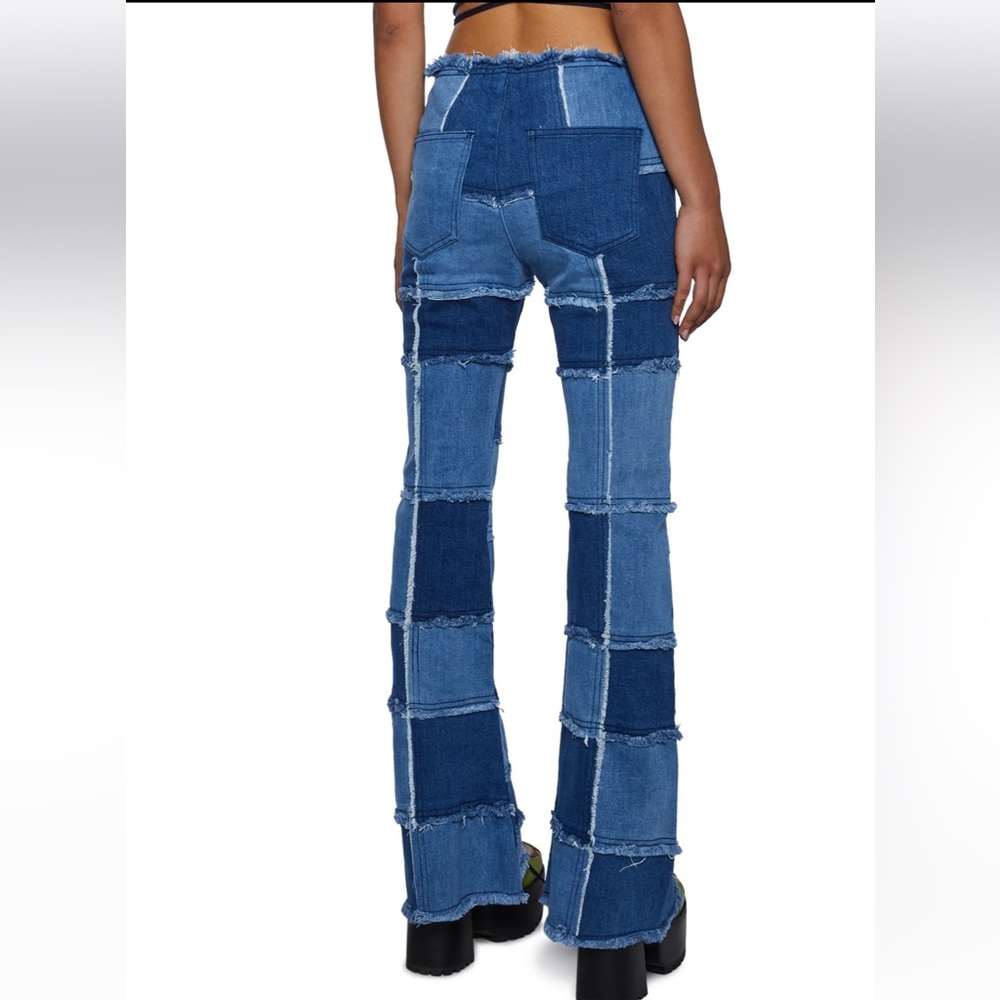 Patchwork Blue Denim Flared Jeans - image 4